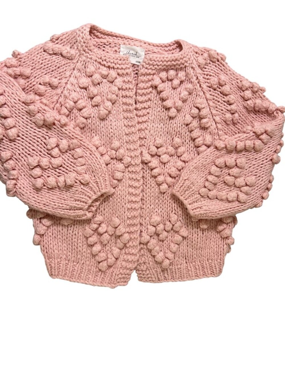 women's handmade wool‎ blend cardigan Chic Wish size S small heart pompom